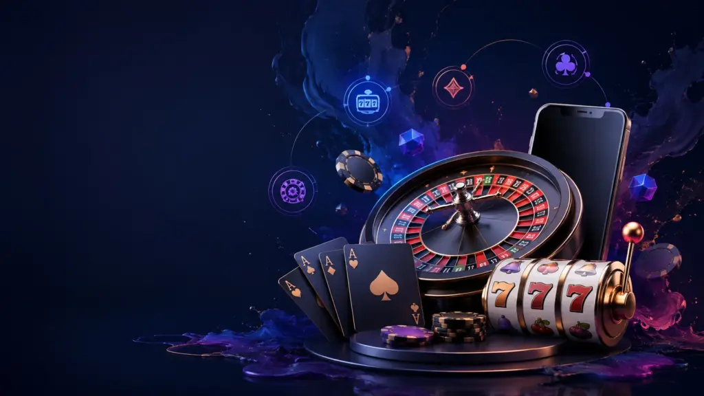 Suasana kasino digital generik untuk ulasan independen INK789 Indonesia